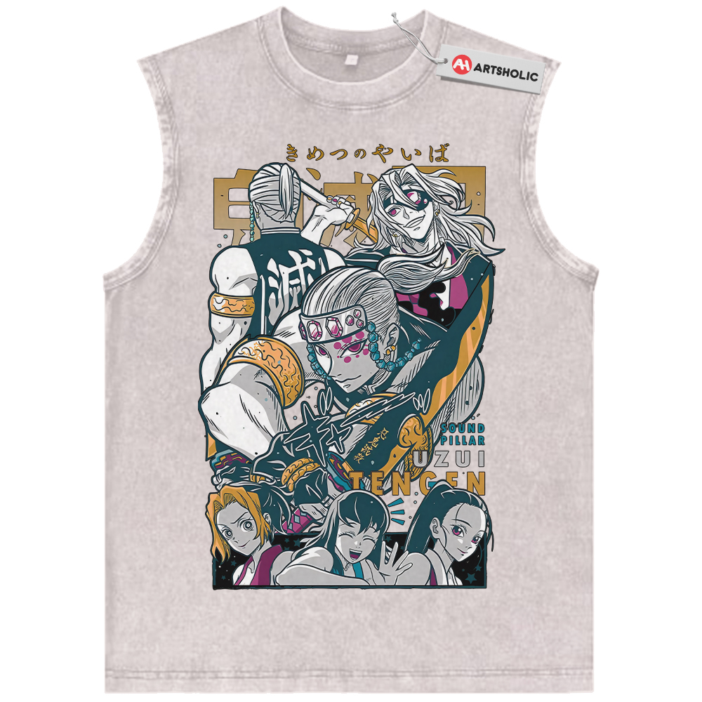 Alternative view of Tengen Uzui Tank Top, Demon Slayer Tank Top, Anime Tank Top, Vintage Tank Top
