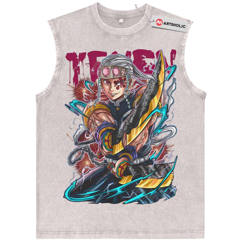 Alternative view of Tengen Uzui Tank Top, Demon Slayer Tank Top, Anime Tank Top, Vintage Tank Top