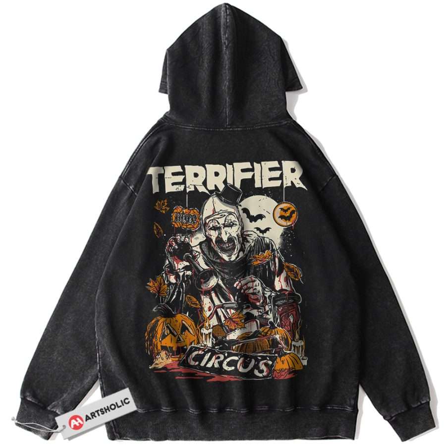 Alternative view of Terrifier Hoodie, Halloween Hoodie, Horror Hoodie, Vintage Hoodie