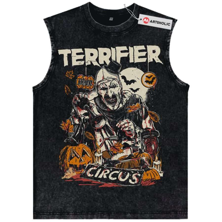 Alternative view of Terrifier Tank Top, Halloween Tank Top, Horror Tank Top, Vintage Tank Top