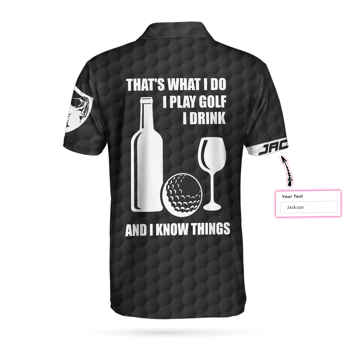 Alternative view of That's What I Do Golfing And Drinking Custom Polo Shirt, Personalized Black American Flag Golf Shirt For Men