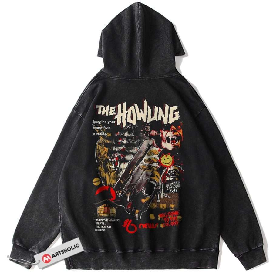 Alternative view of The Howling Hoodie, Halloween Hoodie, Horror Movie Hoodie, Vintage Hoodie