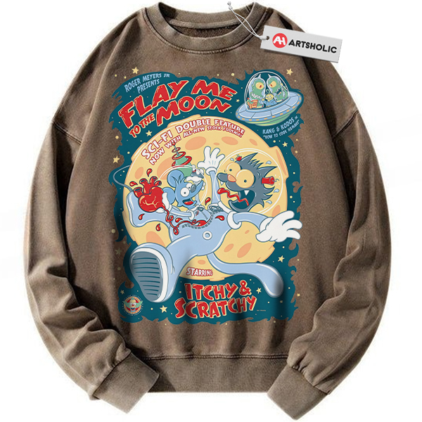 Alternative view of The Itchy & Scratchy Show Sweatshirt, Animated Sweatshirt, Vintage Sweatshirt