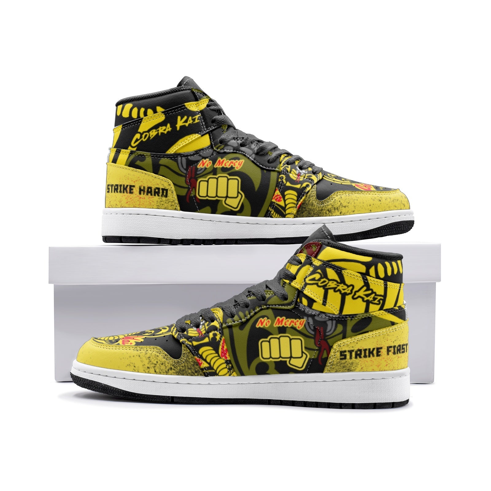 The Karate Kid Cobra Kai Custom Sneaker Mid 1 Basketball Shoes - Otaku Hall