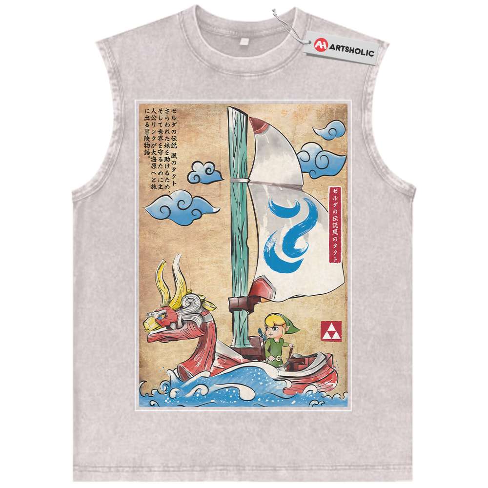 Alternative view of The Legend of Zelda: The Wind Waker Tank Top, Game Tank Top, Vintage Tank Top
