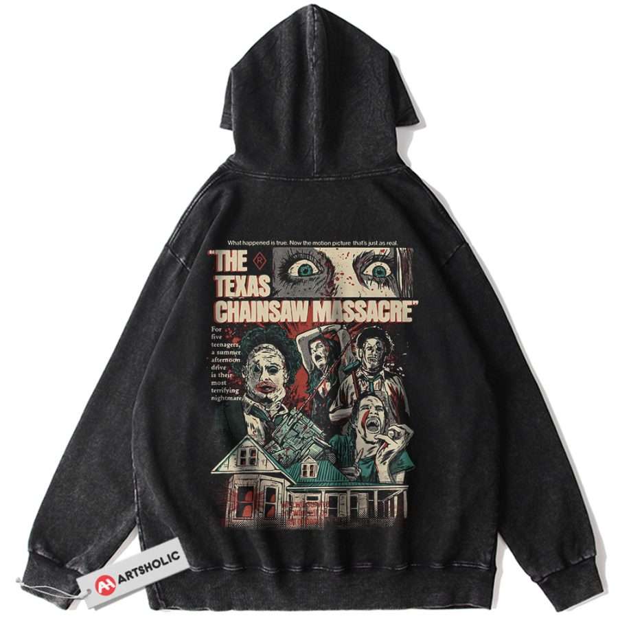 Alternative view of The Texas Chain Saw Massacre Hoodie, Halloween Hoodie, Horror Movie Hoodie, Vintage Hoodie