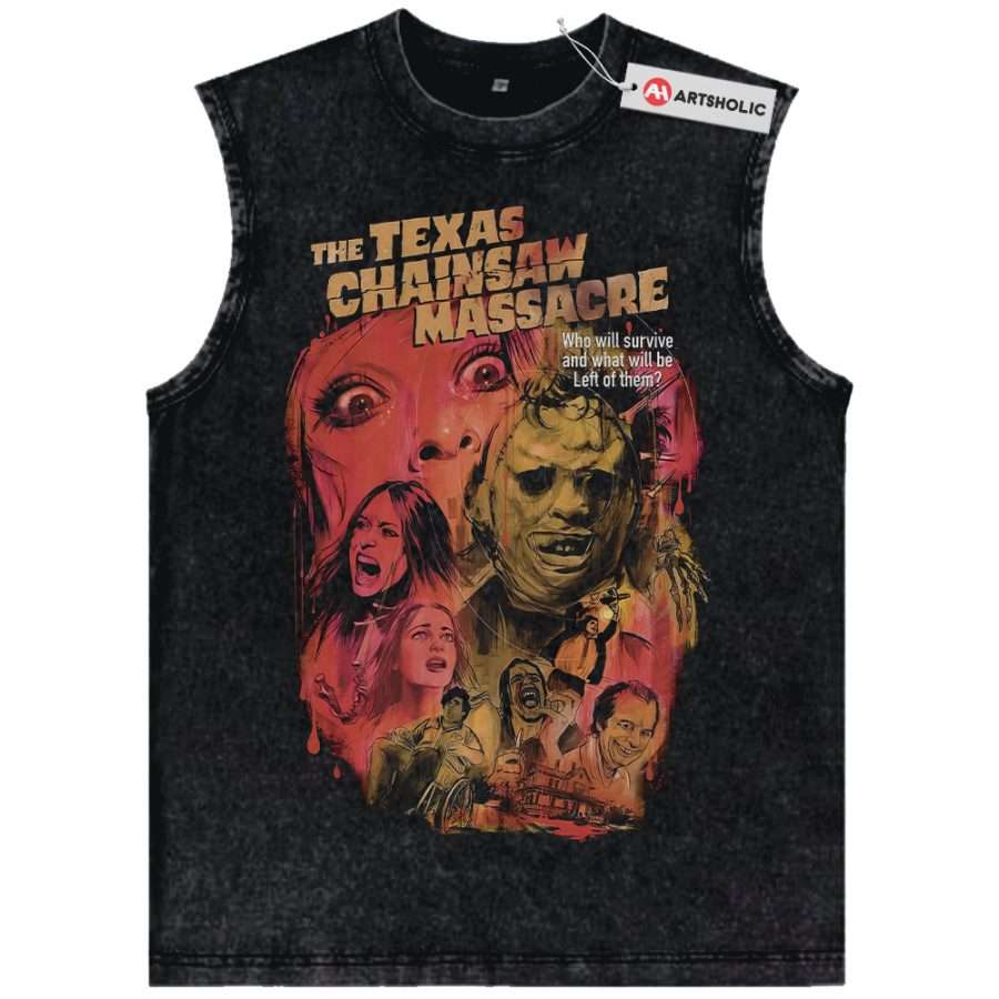 Alternative view of The Texas Chain Saw Massacre Tank Top, Halloween Tank Top, Horror Movie Tank Top, Vintage Tank Top