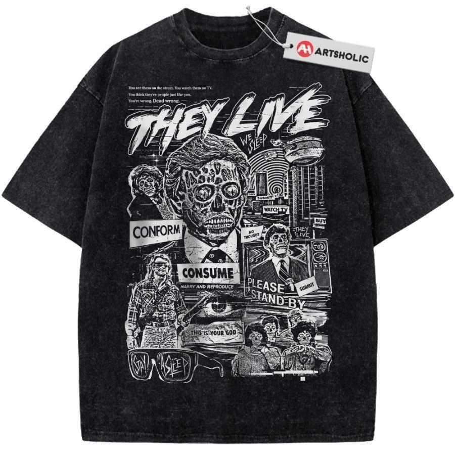 Alternative view of They Live Shirt, Halloween Shirt, Horror Shirt, Vintage T-Shirt