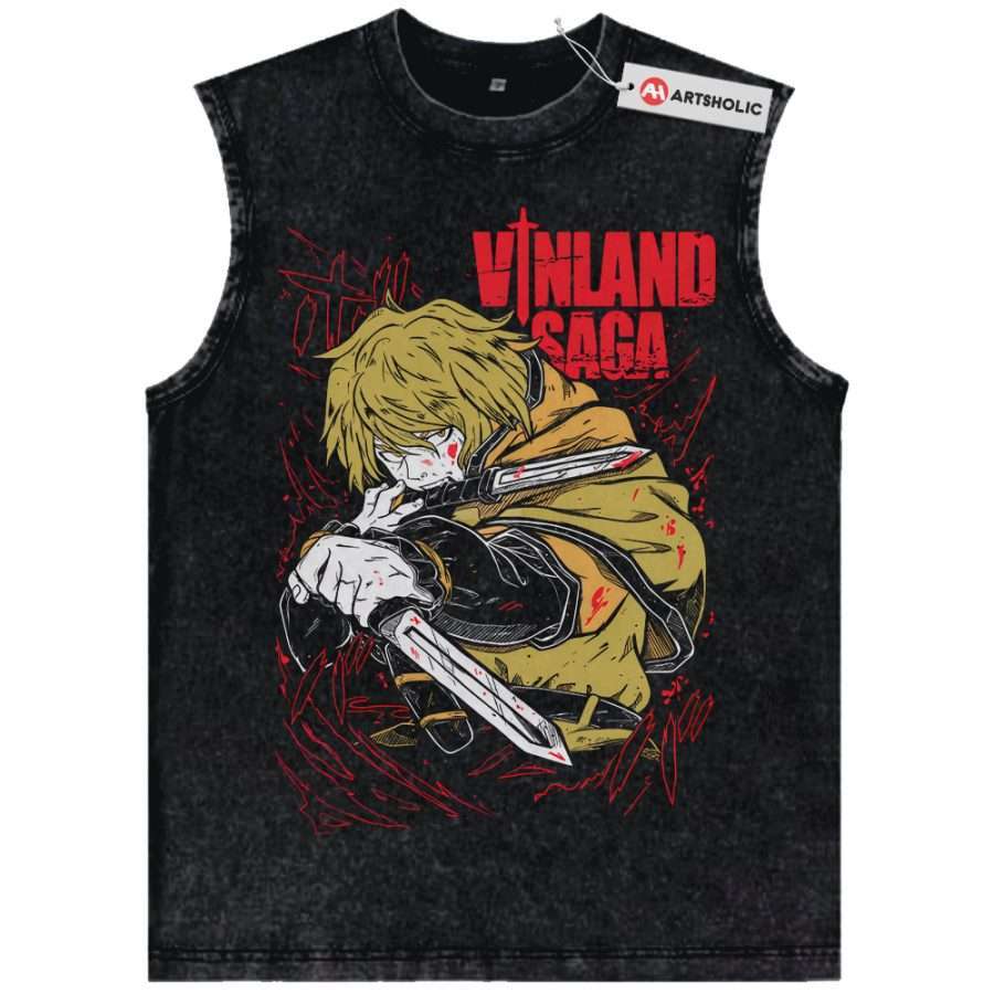 Alternative view of Thorfinn Tank Top, Vinland Saga Tank Top, Anime Tank Top, Vintage Tank Top