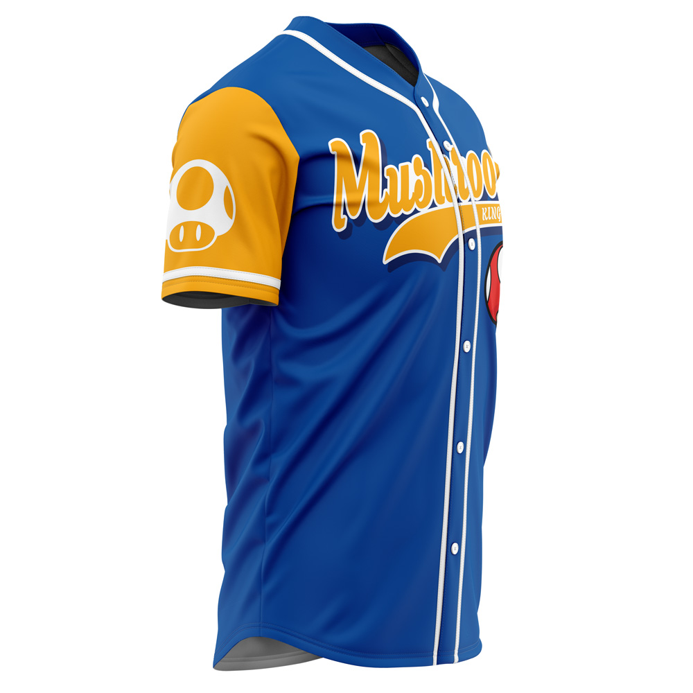 Alternative view of Toad Mushroom Kingdom Super Mario Bros Custom Baseball Jersey - Otaku Hall