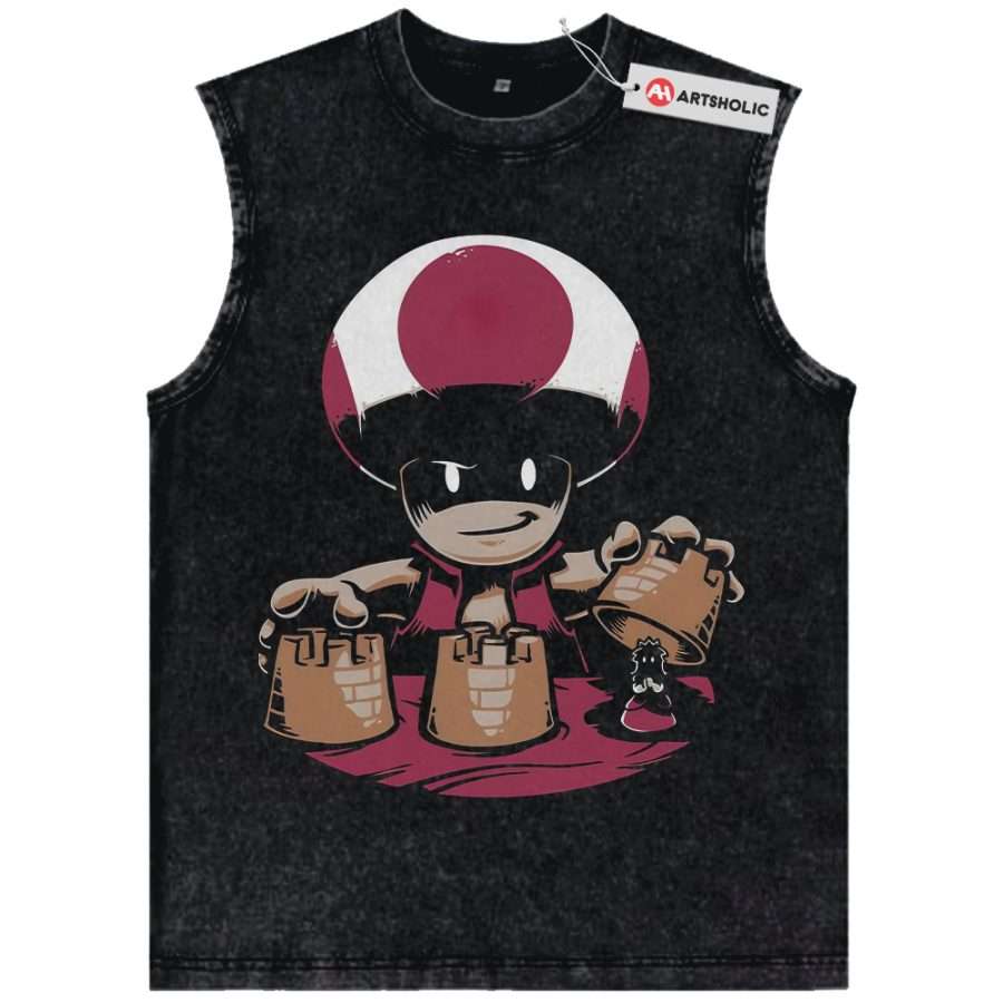 Alternative view of Toad Tank Top, Super Mario Tank Top, Game Tank Top, Vintage Tank Top
