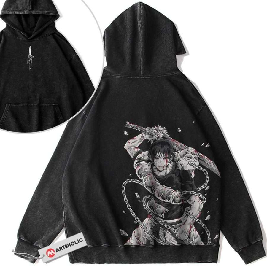 Alternative view of Toji Fushiguro Hoodie, Jujutsu Kaisen Hoodie, Anime Hoodie, Vintage Hoodie 2-Sided