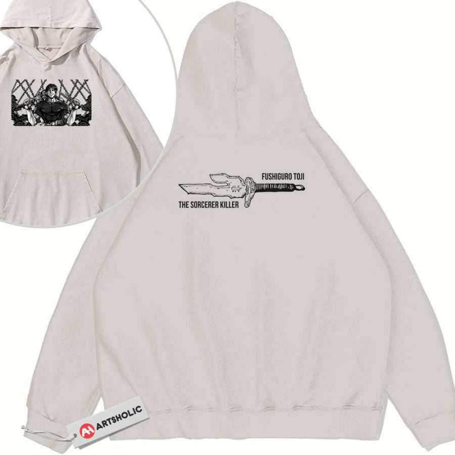 Alternative view of Toji Fushiguro Hoodie, Jujutsu Kaisen Hoodie, Anime Hoodie, Vintage Hoodie 2-Sided