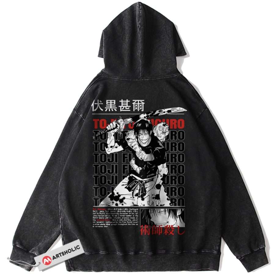 Alternative view of Toji Fushiguro Hoodie, Jujutsu Kaisen Hoodie, Anime Hoodie, Vintage Hoodie