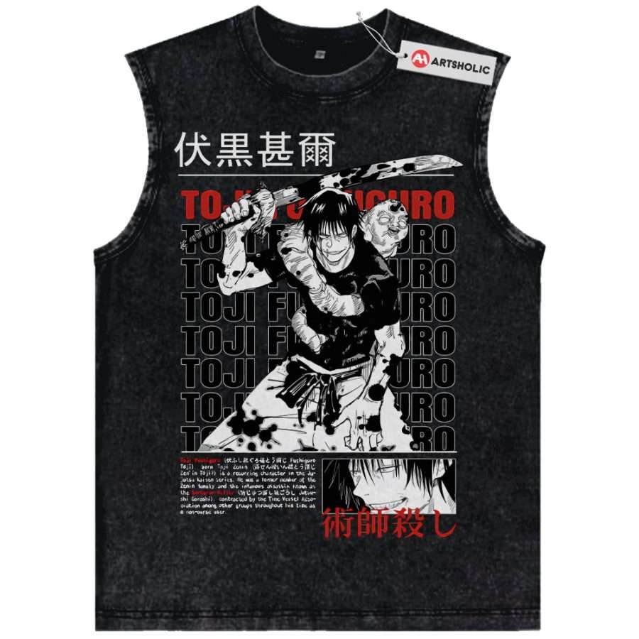 Alternative view of Toji Fushiguro Tank Top, Jujutsu Kaisen Tank Top, Anime Tank Top, Vintage Tank Top