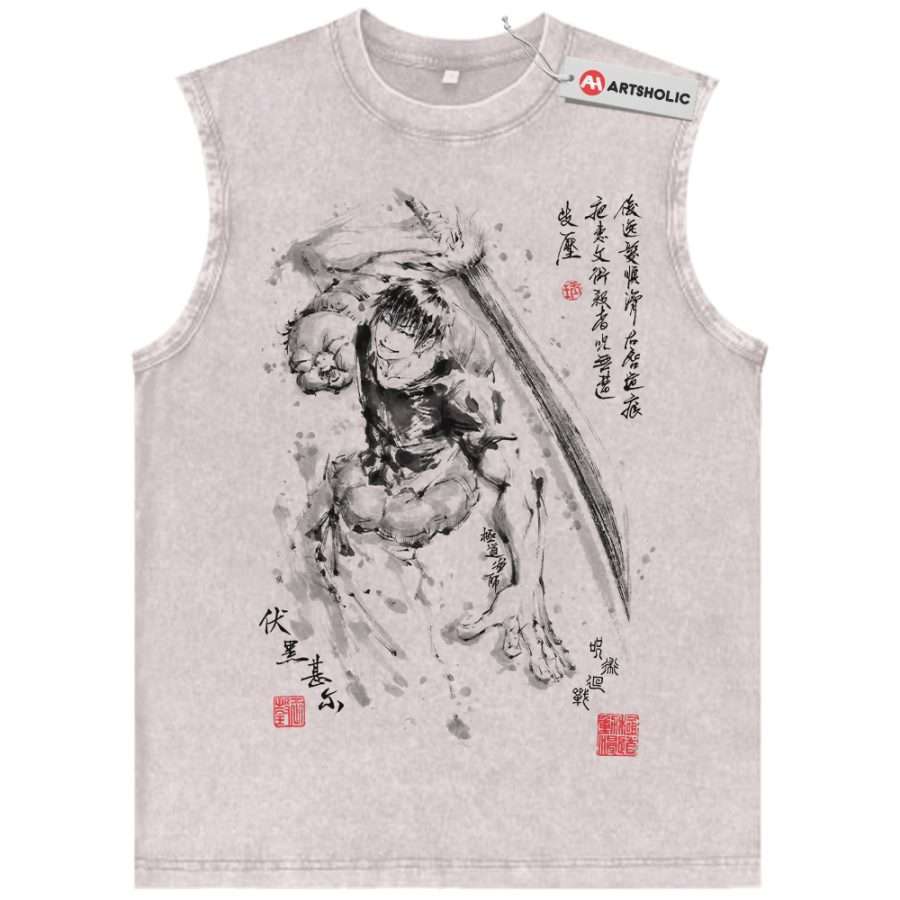 Alternative view of Toji Fushiguro Tank Top, Jujutsu Kaisen Tank Top, Anime Tank Top, Vintage Tank Top