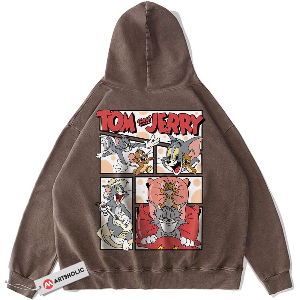 Alternative view of Tom and Jerry Hoodie, Animated Hoodie, Vintage Hoodie
