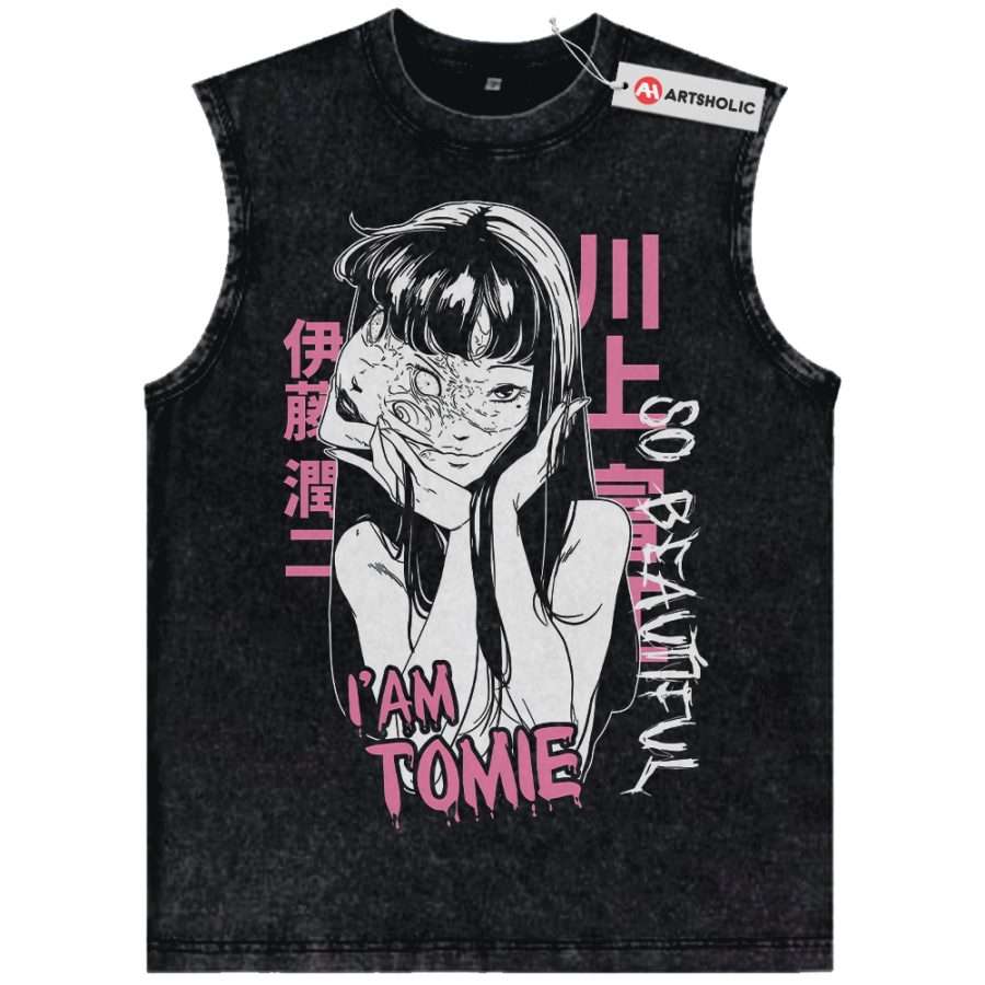 Alternative view of Tomie Kawakami Tank Top, Junji Ito Collection Tank Top, Anime Tank Top, Vintage Tank Top