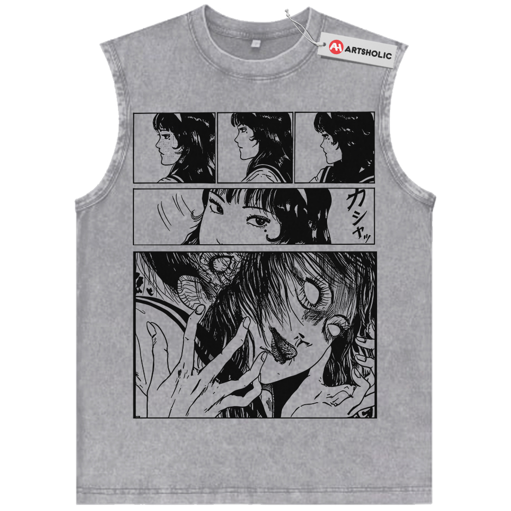Alternative view of Tomie Kawakami Tank Top, Junji Ito Tank Top, Horror Anime Tank Top, Vintage Tank Top