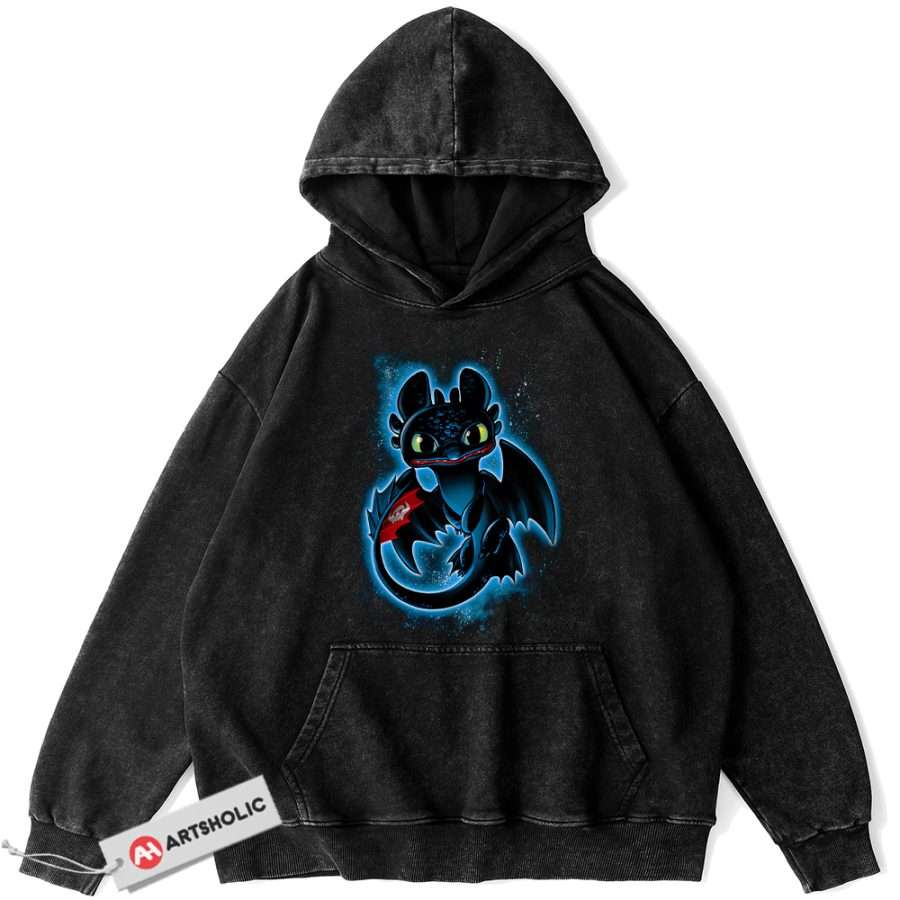 Alternative view of Toothless Hoodie, How to Train Your Dragon Hoodie, Animated Hoodie, Vintage Hoodie