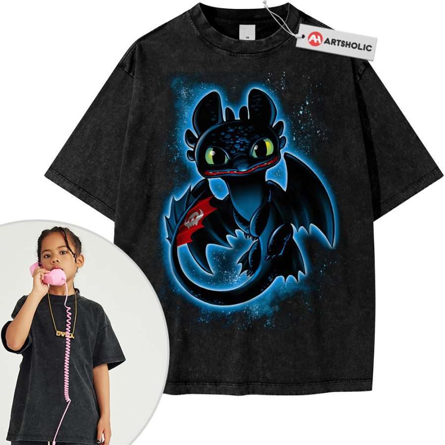 Alternative view of Toothless Shirt For Kids, How to Train Your Dragon Shirt For Kids, Animated Shirt For Kids, Vintage T-Shirt For Kids