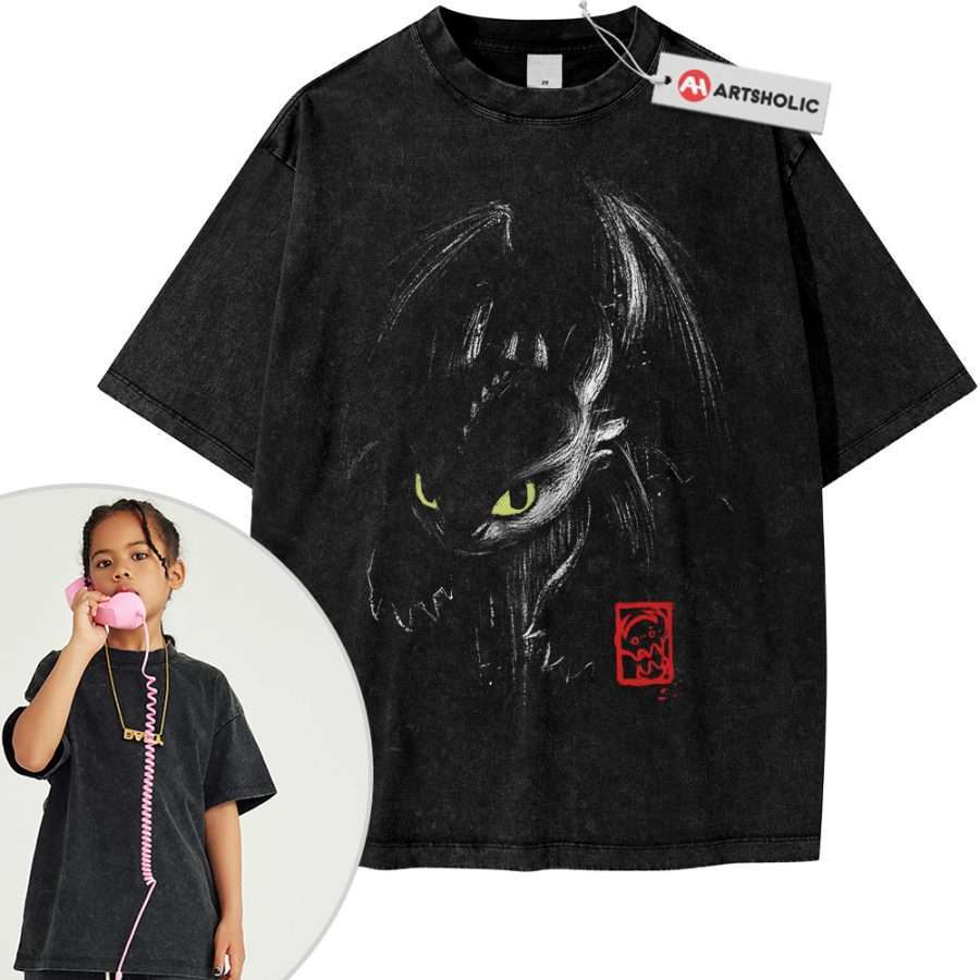 Alternative view of Toothless Shirt For Kids, How to Train Your Dragon Shirt For Kids, Animated Shirt For Kids, Vintage Tee For Kids