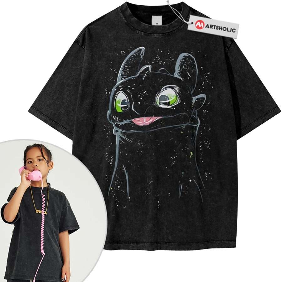 Alternative view of Toothless Shirt For Kids, How to Train Your Dragon Shirt For Kids, Animated Shirt For Kids, Vintage Tee For Kids