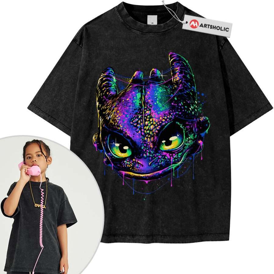 Alternative view of Toothless Shirt For Kids, Night Fury Shirt For Kids, How to Train Your Dragon Shirt For Kids, Animated Shirt For Kids, Vintage T-Shirt For Kids