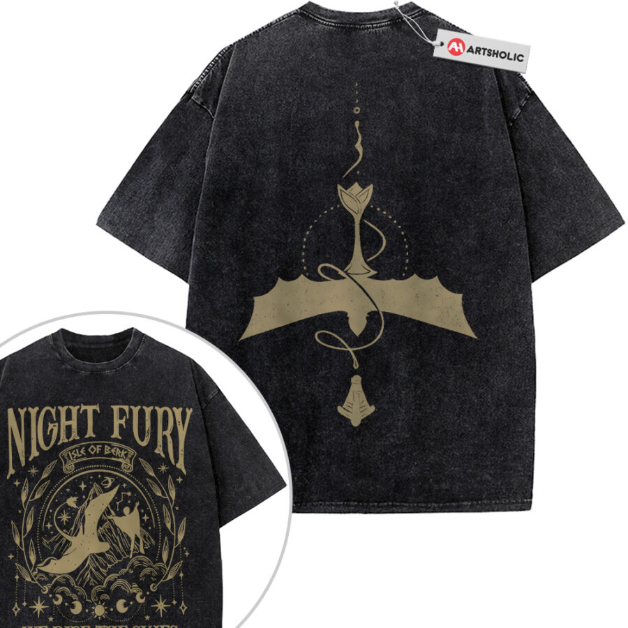 Alternative view of Toothless Shirt, Night Fury Shirt, How to Train Your Dragon Shirt, Animated Shirt, Vintage T-Shirt 2-Sided