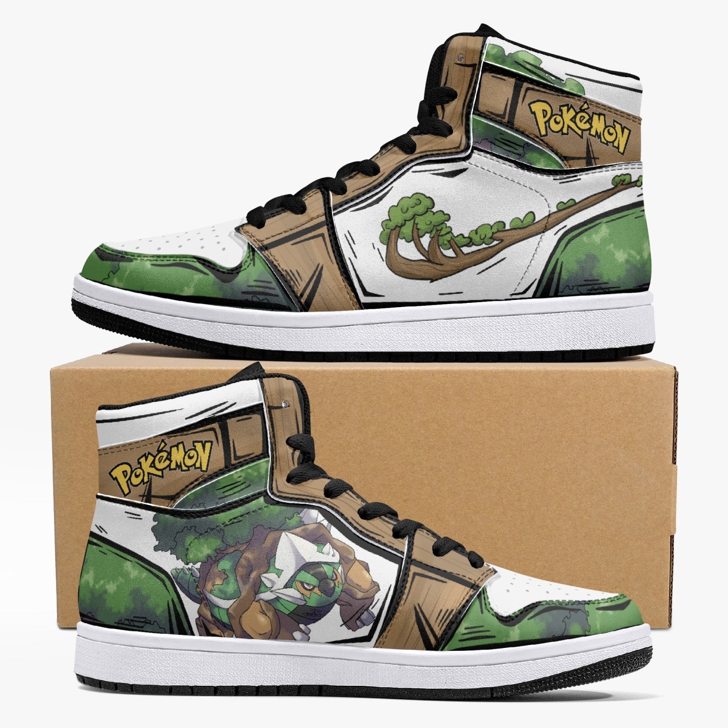 Torterra Pokemon Custom Sneaker Mid 1 Basketball Shoes - Otaku Hall