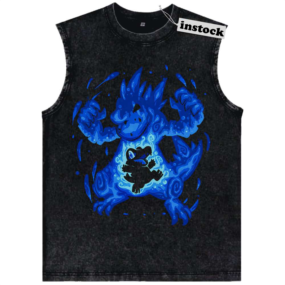 Totodile vs Feraligatr Tank Top, Pokemon Tank Top, Anime Tank Top, Vintage Tank Top