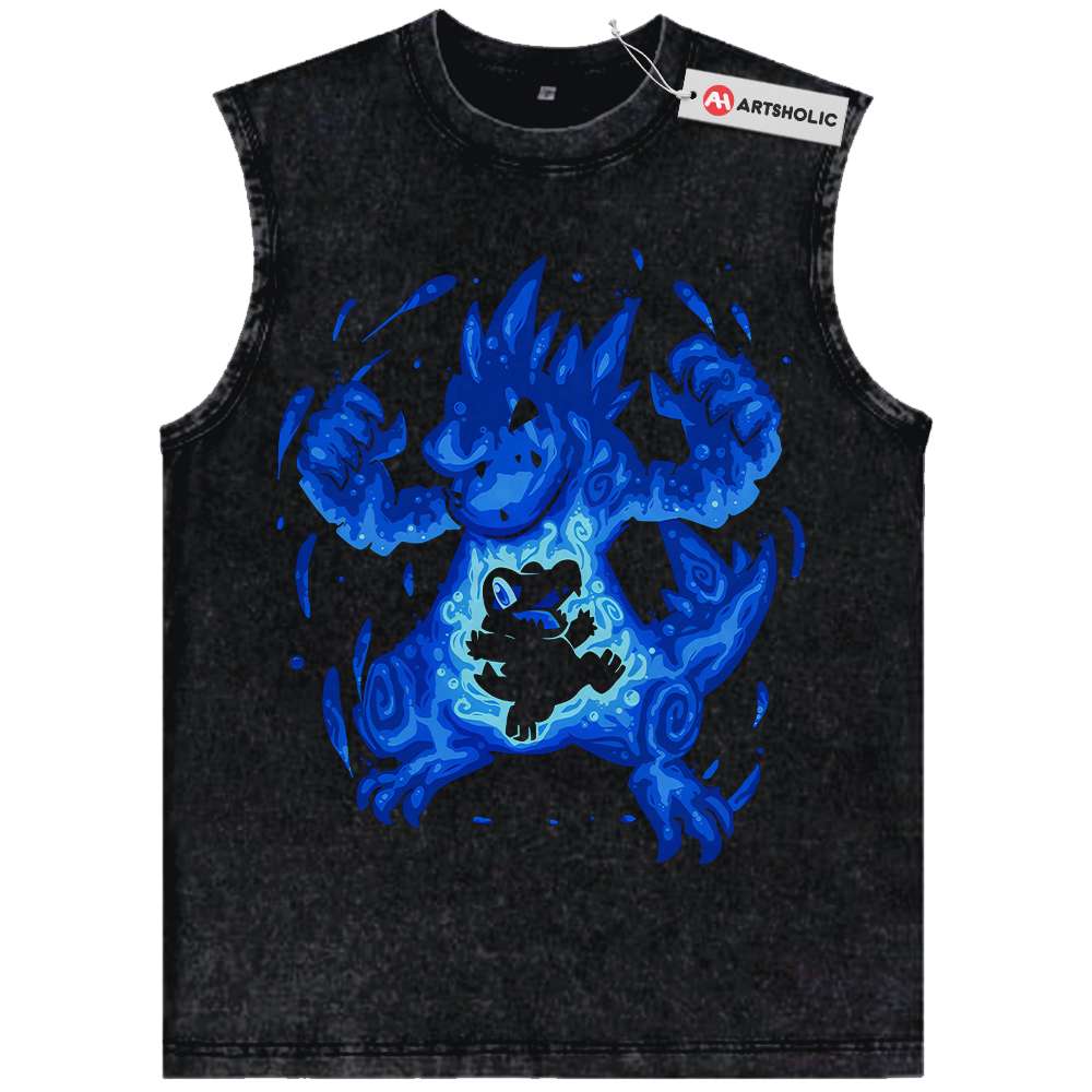 Totodile vs Feraligatr Tank Top, Pokemon Tank Top, Anime Tank Top, Vintage Tank Top