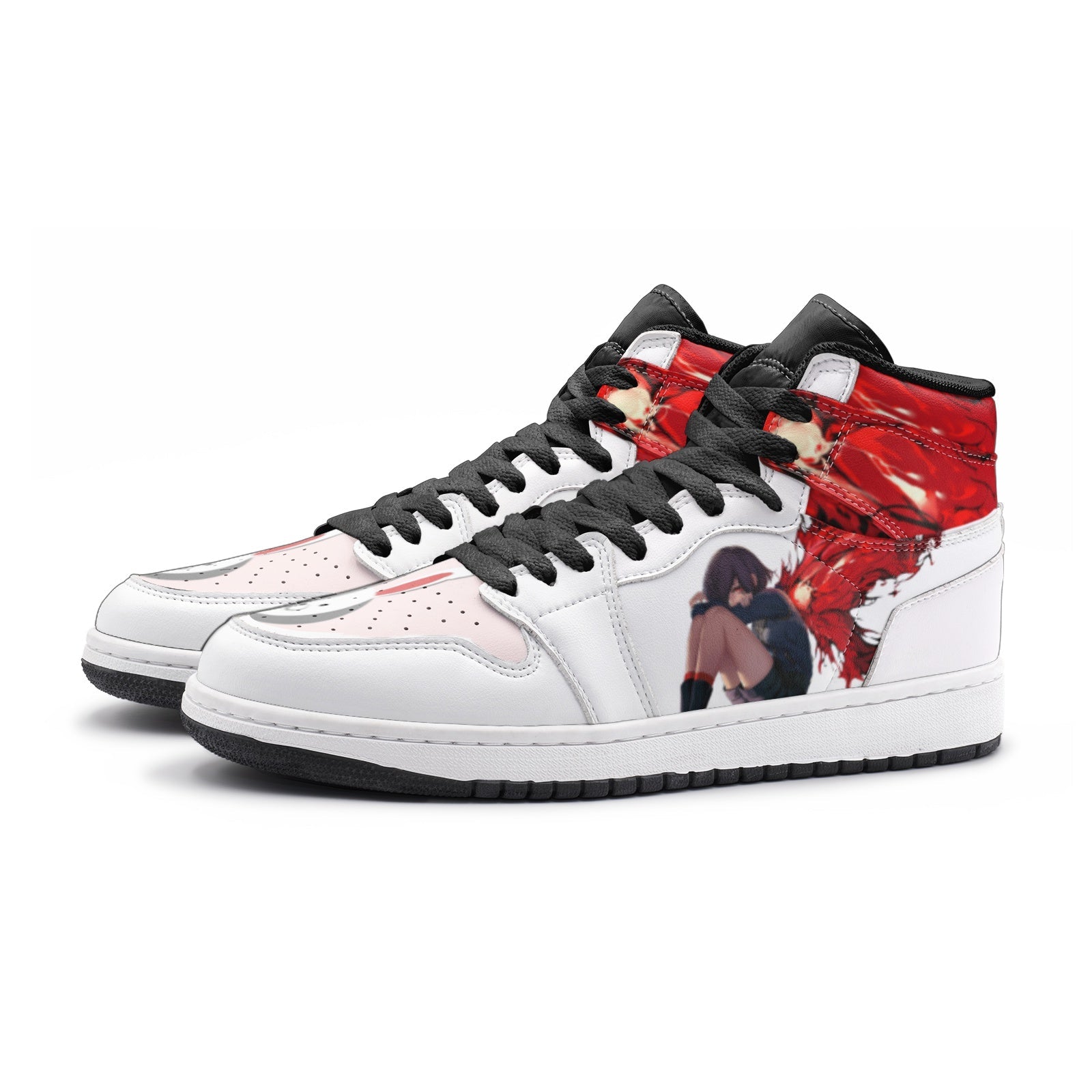 Alternative view of Touka Kirishima Tokyo Ghoul V2 Custom Sneaker Mid 1 Basketball Shoes - Otaku Hall