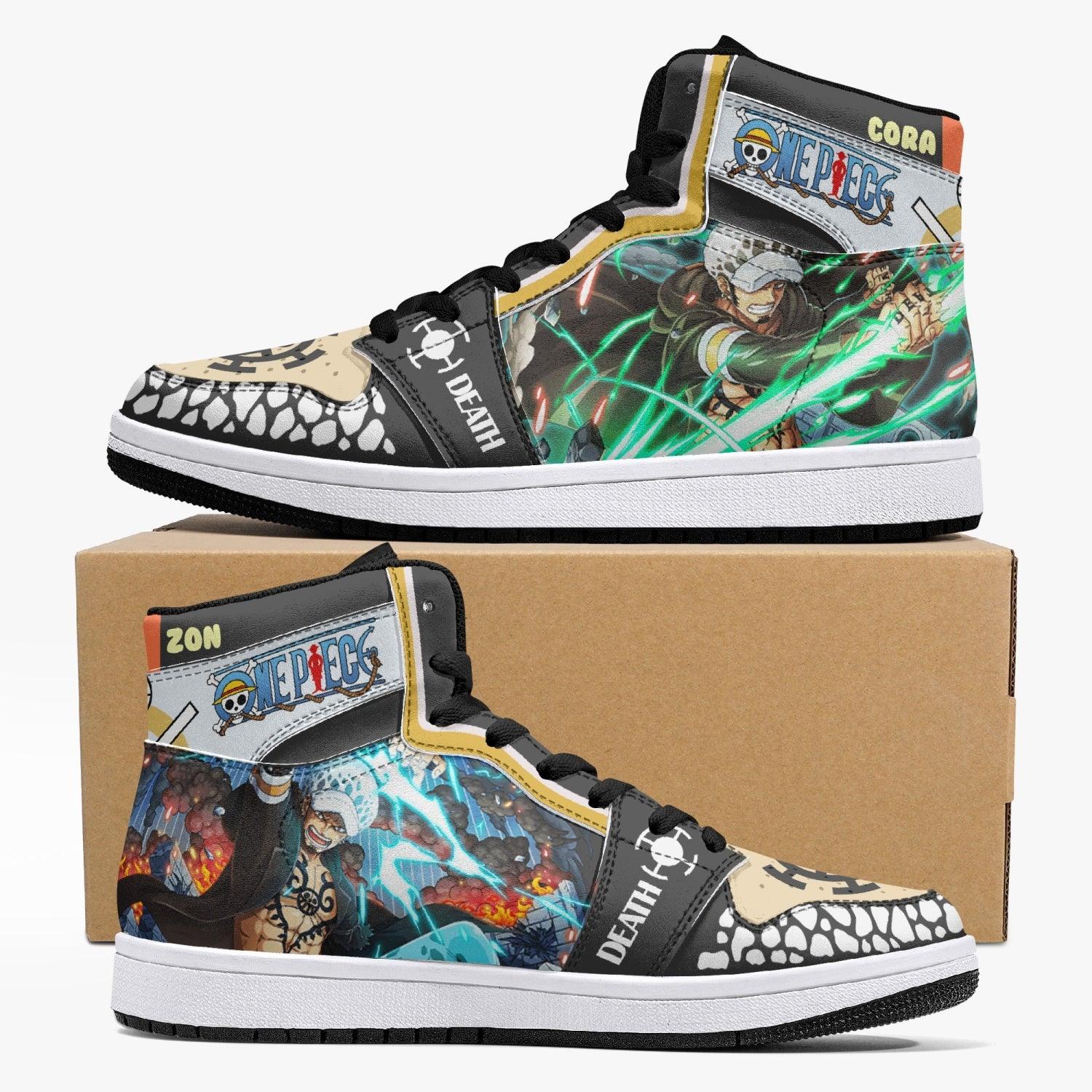 Trafalgar D. Law Dressrosa One Piece Custom Sneaker Mid 1 Basketball Shoes - Otaku Hall