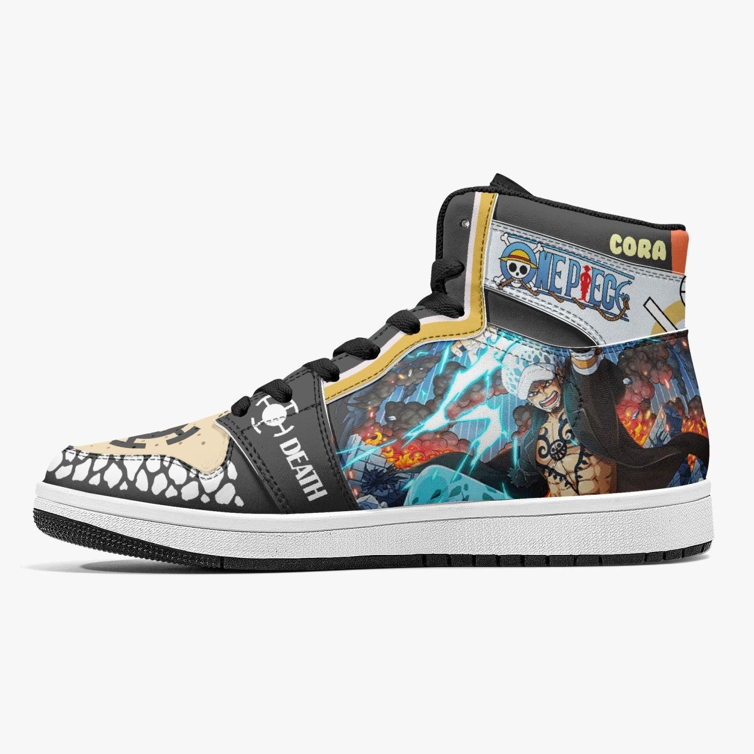 Alternative view of Trafalgar D. Law Dressrosa One Piece Custom Sneaker Mid 1 Basketball Shoes - Otaku Hall