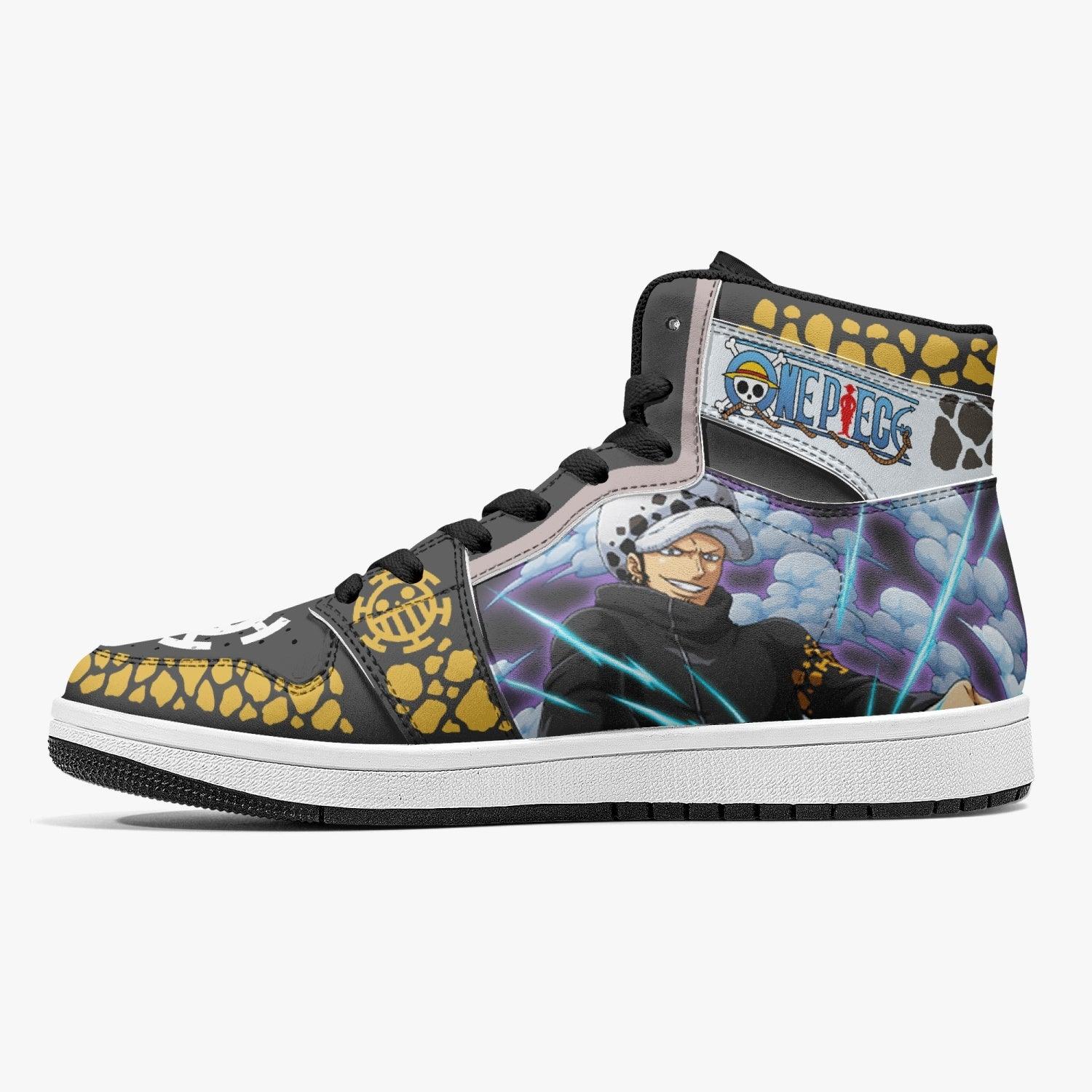Alternative view of Trafalgar D. Law Timeskip One Piece Custom Sneaker Mid 1 Basketball Shoes - Otaku Hall
