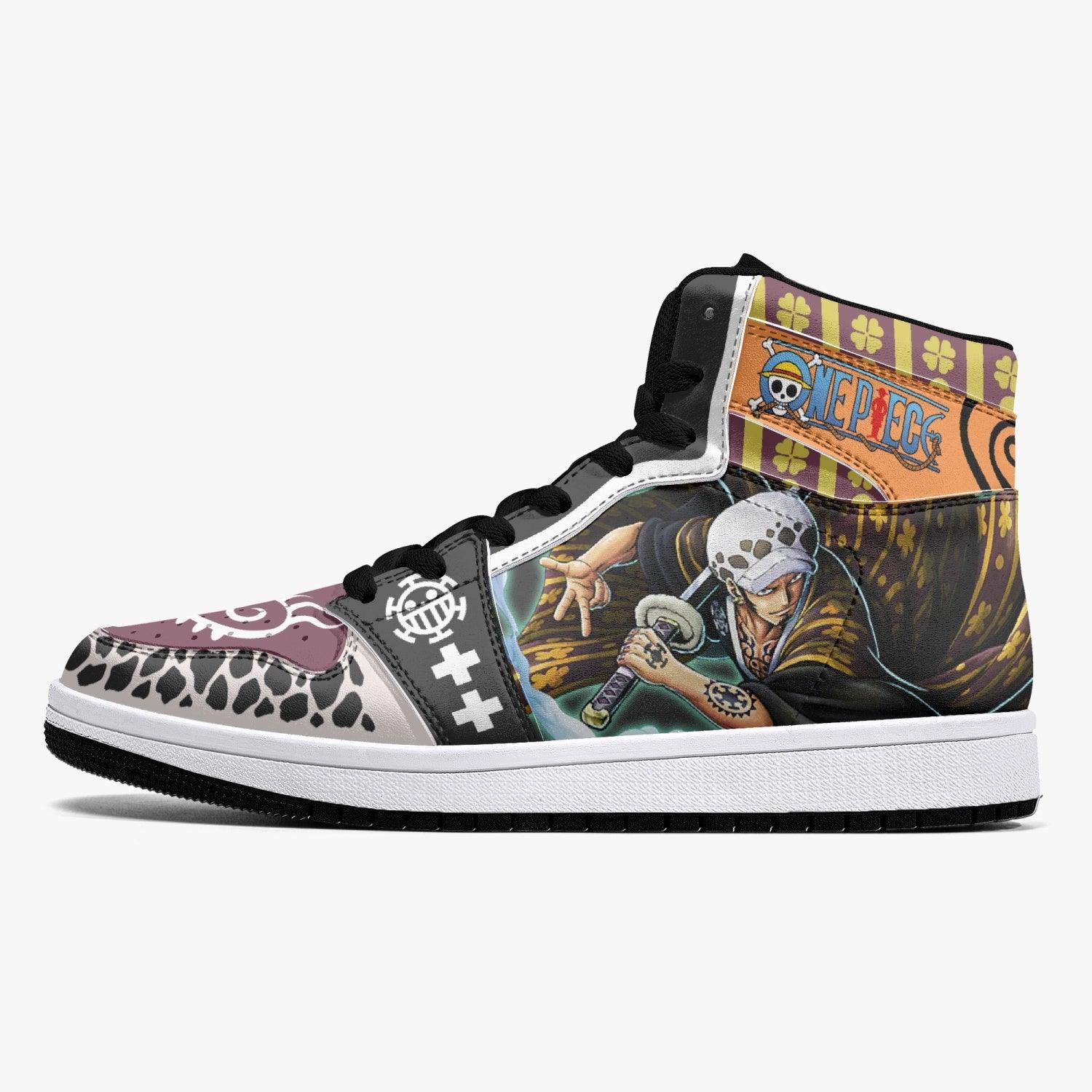 Alternative view of Trafalgar D. Law Wano One Piece Custom Sneaker Mid 1 Basketball Shoes - Otaku Hall