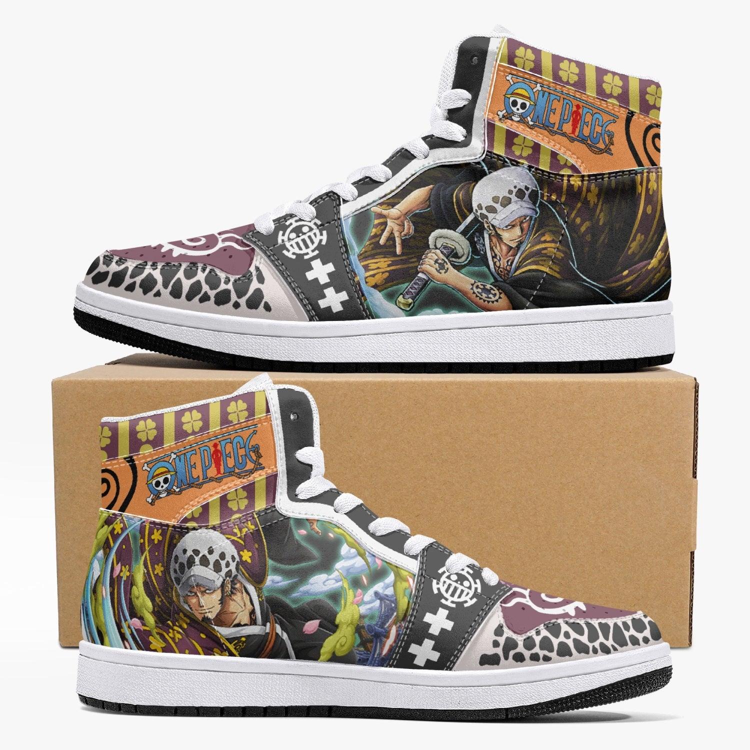 Trafalgar D. Law Wano One Piece Custom Sneaker Mid 1 Basketball Shoes - Otaku Hall