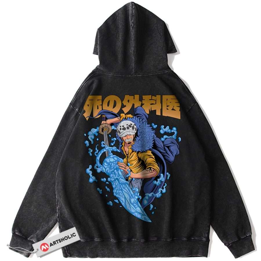 Alternative view of Trafalgar D Water Law Hoodie, One Piece Hoodie, Anime Hoodie, Vintage Hoodie