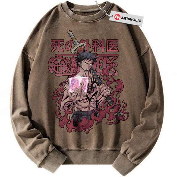 Alternative view of Trafalgar D Water Law Sweatshirt, One Piece Sweatshirt, Anime Sweatshirt, Vintage Sweater