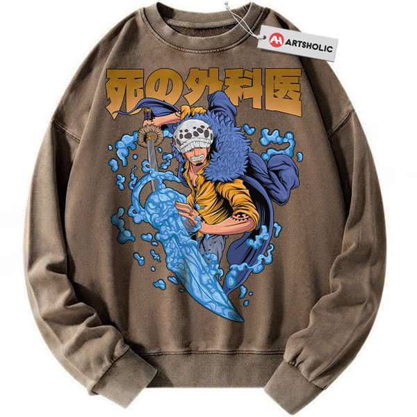 Alternative view of Trafalgar D Water Law Sweatshirt, One Piece Sweatshirt, Anime Sweatshirt, Vintage Sweater