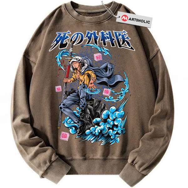 Alternative view of Trafalgar D Water Law Sweatshirt, One Piece Sweatshirt, Anime Sweatshirt, Vintage Sweatshirt