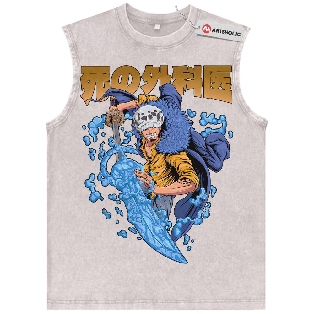 Alternative view of Trafalgar D Water Law Tank Top, One Piece Tank Top, Anime Tank Top, Vintage Tank Top
