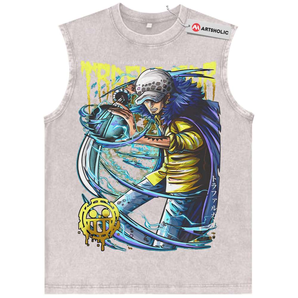 Alternative view of Trafalgar D Water Law Tank Top, One Piece Tank Top, Anime Tank Top, Vintage Tank Top