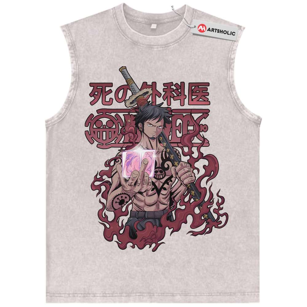 Alternative view of Trafalgar D Water Law Tank Top, One Piece Tank Top, Anime Tank Top, Vintage Tank Top