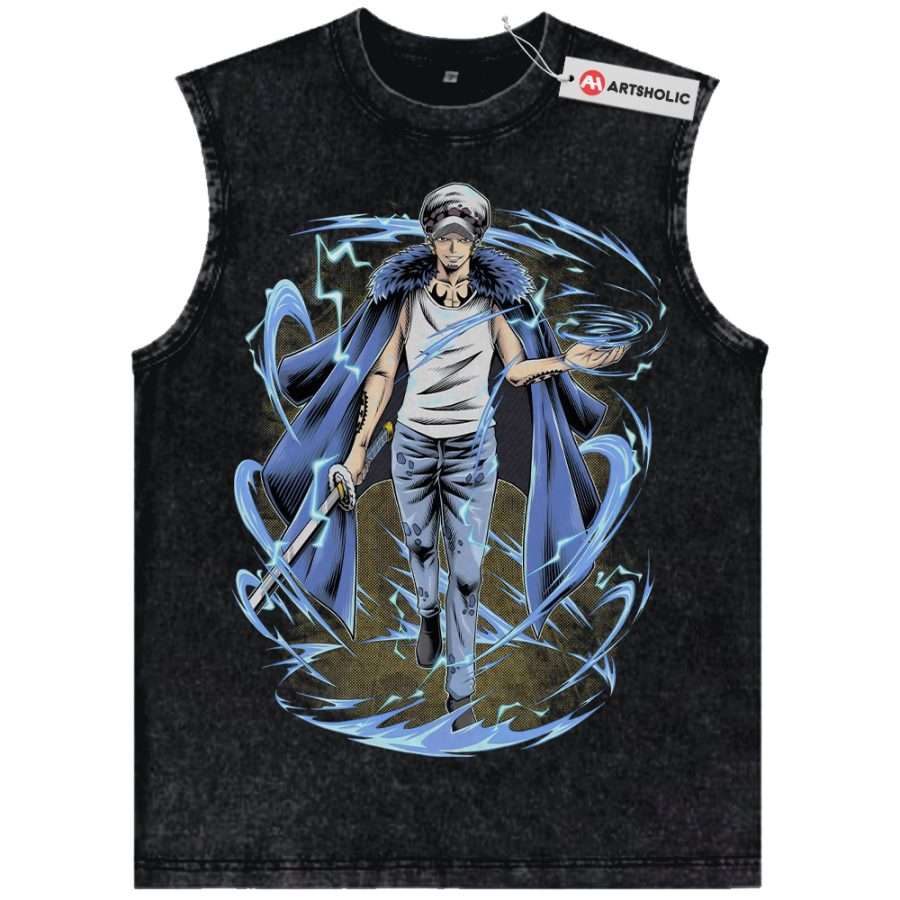 Alternative view of Trafalgar D Water Law Tank Top, One Piece Tank Top, Anime Tank Top, Vintage Tank Top