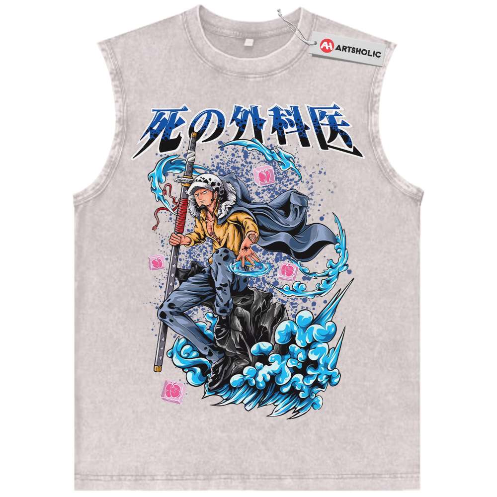 Alternative view of Trafalgar D Water Law Tank Top, One Piece Tank Top, Anime Tank Top, Vintage Tank Top