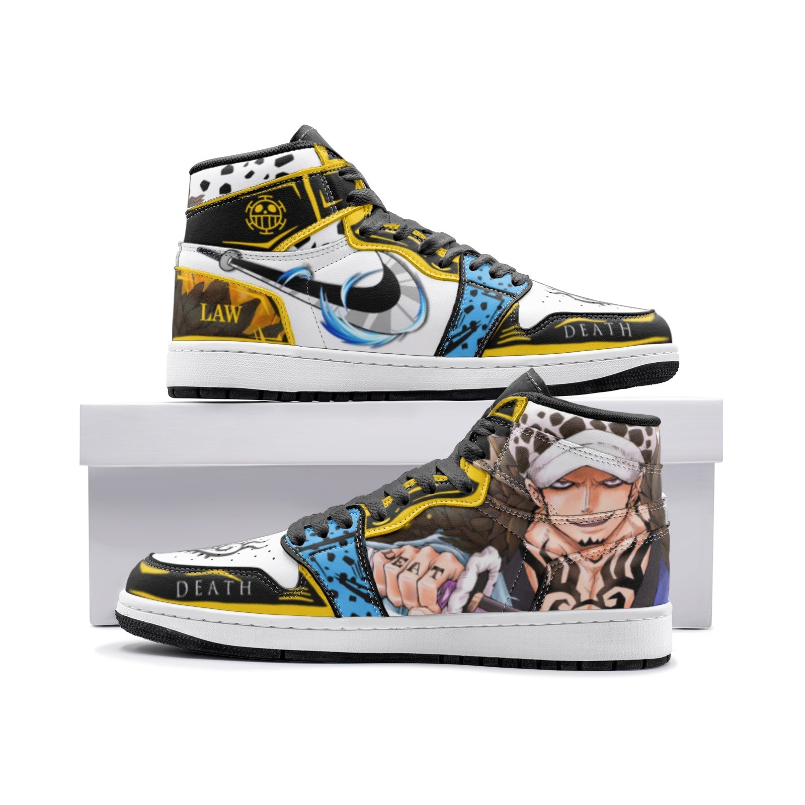 Trafalgar Law One Piece Custom Sneaker Mid 1 Basketball Shoes - Otaku Hall