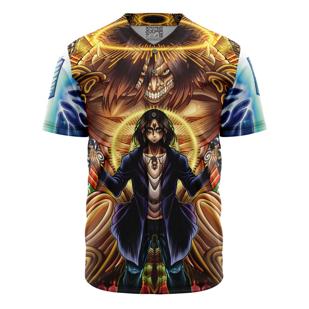 Trippy Eren Yeager Timeskip Attack on Titan Baseball Jersey Without Piping