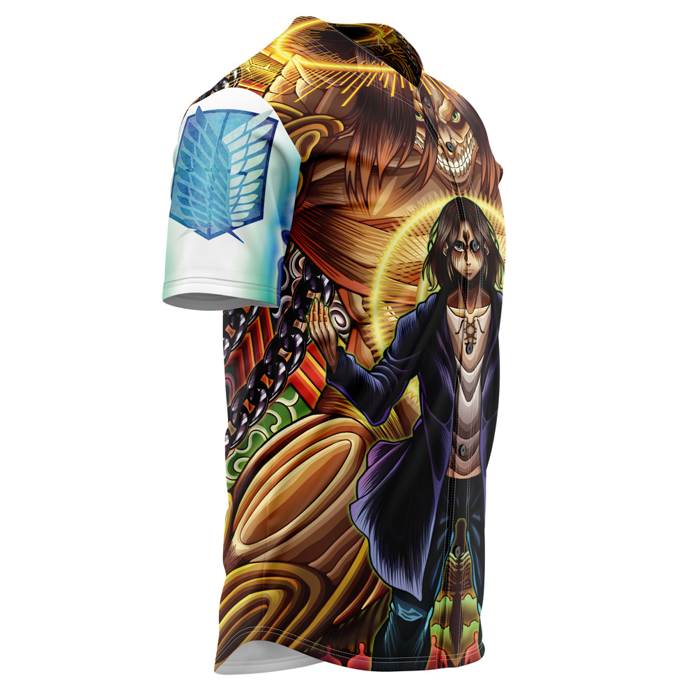 Alternative view of Trippy Eren Yeager Timeskip Attack on Titan Baseball Jersey Without Piping